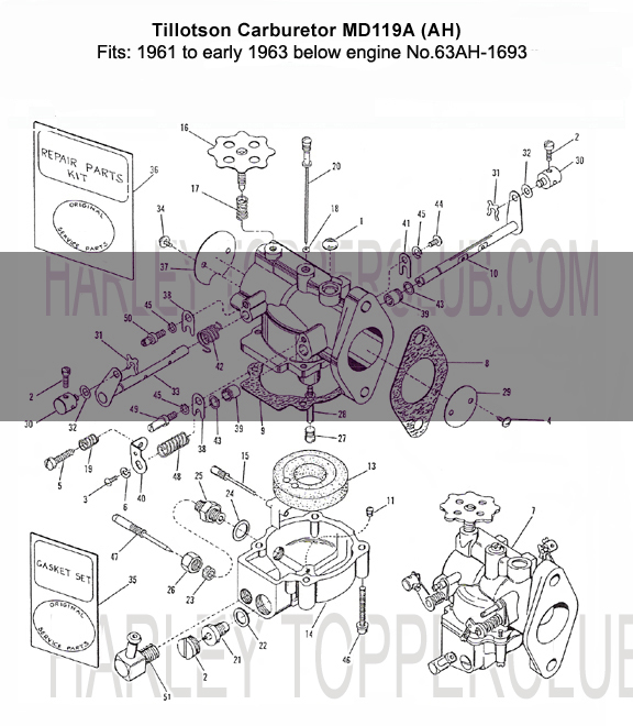 Harley Topper Carburetor MD119A fits Topper AH from 1961 and 1962