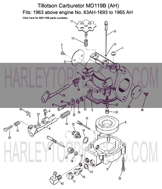 Harley Topper Carburetor MD119B fits Topper AH from 1963 above engine No.63AH-1693 to 1965