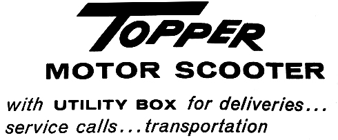 Topper motor scooter with utility box for deliveries service calls transportation