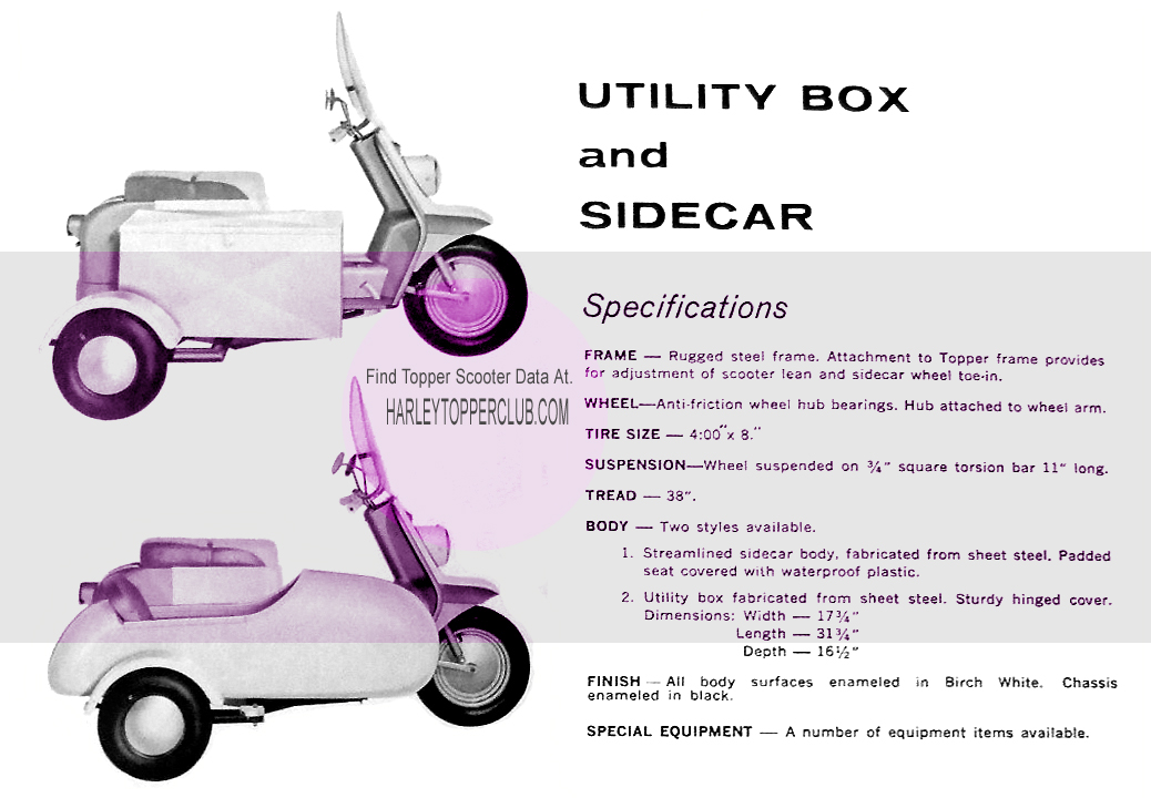 1962 Harley topper sidecar and utilitycar data