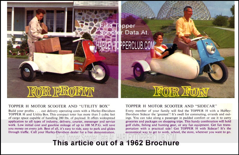 1962 Harley Topper sidecar and utilitycar article brochure