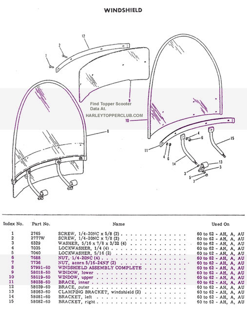 Harley Topper Windshield 57991-60